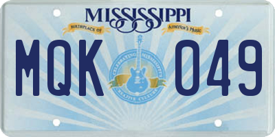 MS license plate MQK049