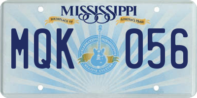 MS license plate MQK056
