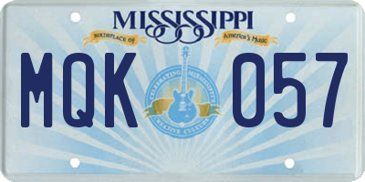MS license plate MQK057