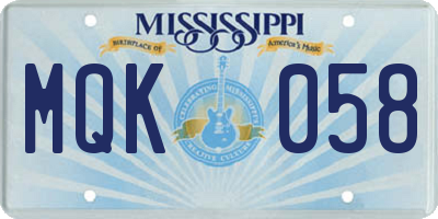 MS license plate MQK058