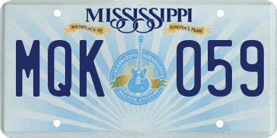MS license plate MQK059