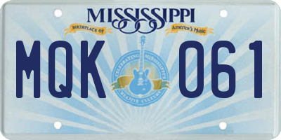 MS license plate MQK061
