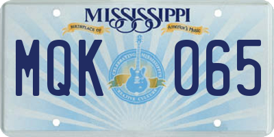 MS license plate MQK065