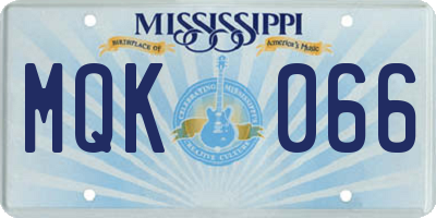 MS license plate MQK066
