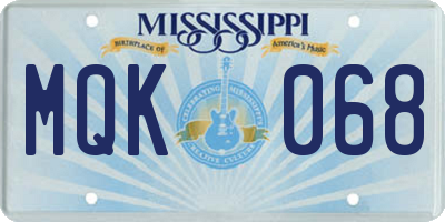 MS license plate MQK068