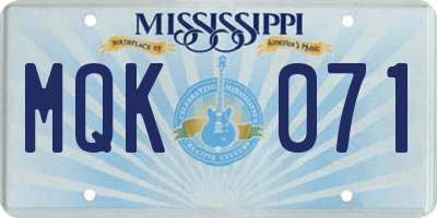 MS license plate MQK071