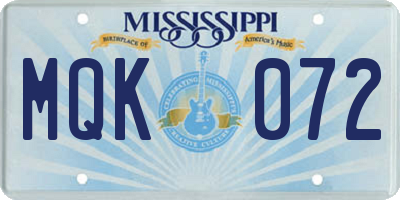 MS license plate MQK072
