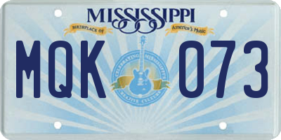 MS license plate MQK073