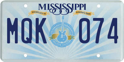 MS license plate MQK074