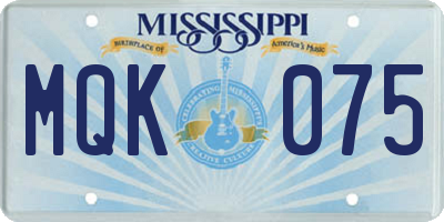 MS license plate MQK075