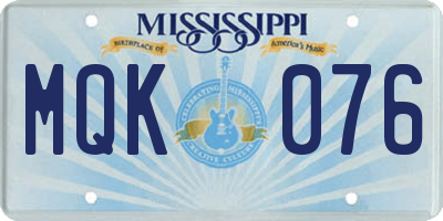 MS license plate MQK076