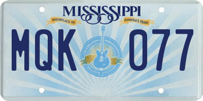 MS license plate MQK077
