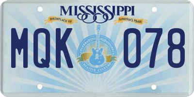 MS license plate MQK078