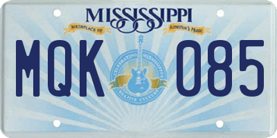MS license plate MQK085