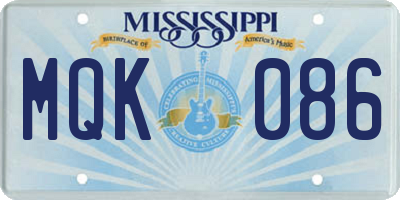 MS license plate MQK086