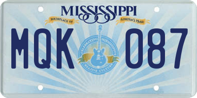 MS license plate MQK087