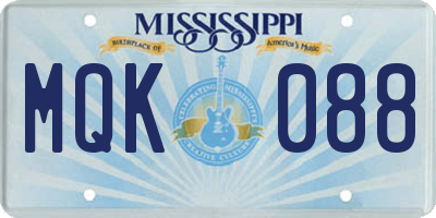 MS license plate MQK088