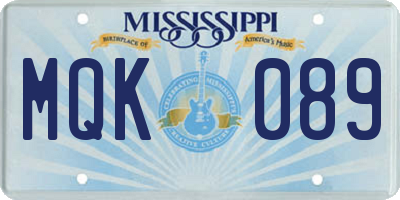 MS license plate MQK089