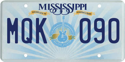 MS license plate MQK090