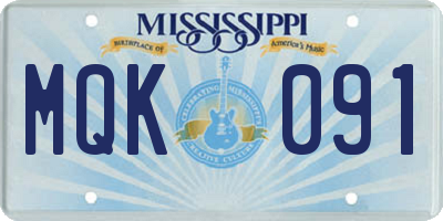 MS license plate MQK091