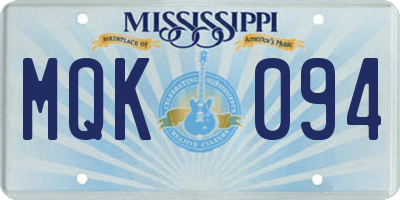 MS license plate MQK094