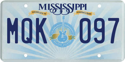 MS license plate MQK097