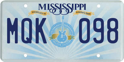 MS license plate MQK098
