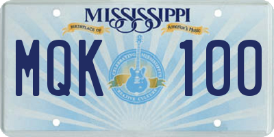 MS license plate MQK100