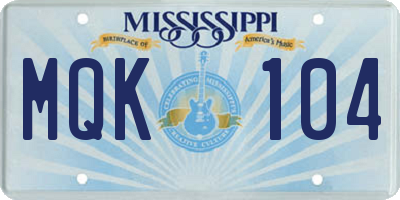 MS license plate MQK104