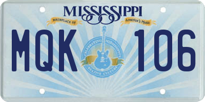 MS license plate MQK106