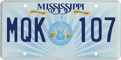 MS license plate MQK107