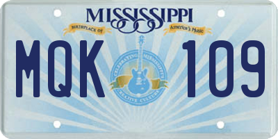 MS license plate MQK109