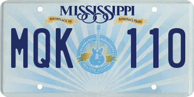 MS license plate MQK110