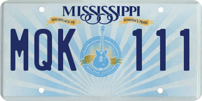 MS license plate MQK111