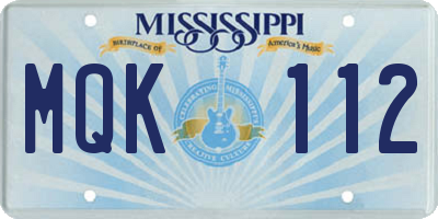 MS license plate MQK112