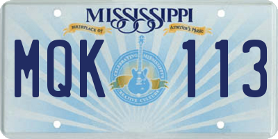 MS license plate MQK113