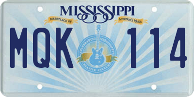 MS license plate MQK114