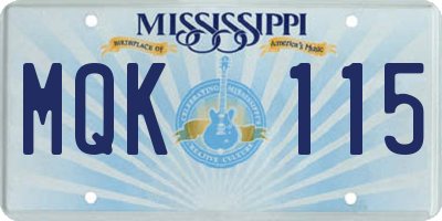 MS license plate MQK115