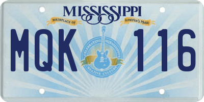 MS license plate MQK116