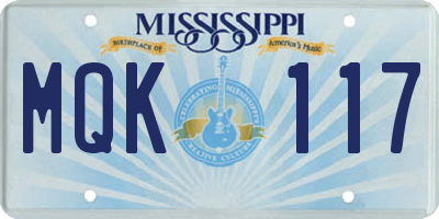 MS license plate MQK117