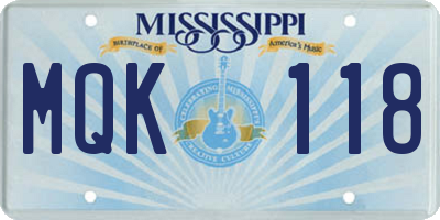 MS license plate MQK118