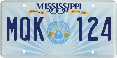 MS license plate MQK124