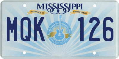 MS license plate MQK126