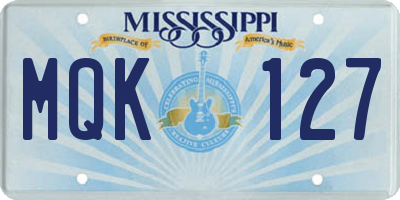 MS license plate MQK127