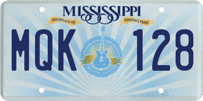 MS license plate MQK128