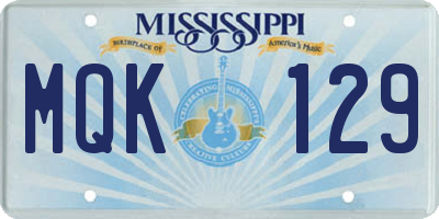 MS license plate MQK129
