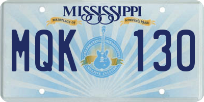 MS license plate MQK130