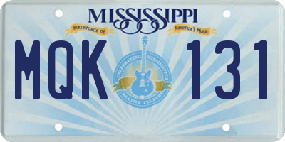 MS license plate MQK131