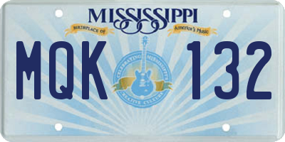 MS license plate MQK132