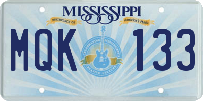 MS license plate MQK133